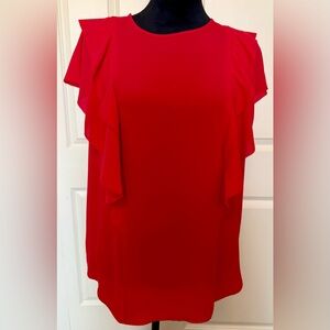 Loft Beautiful Red Ruffle Top